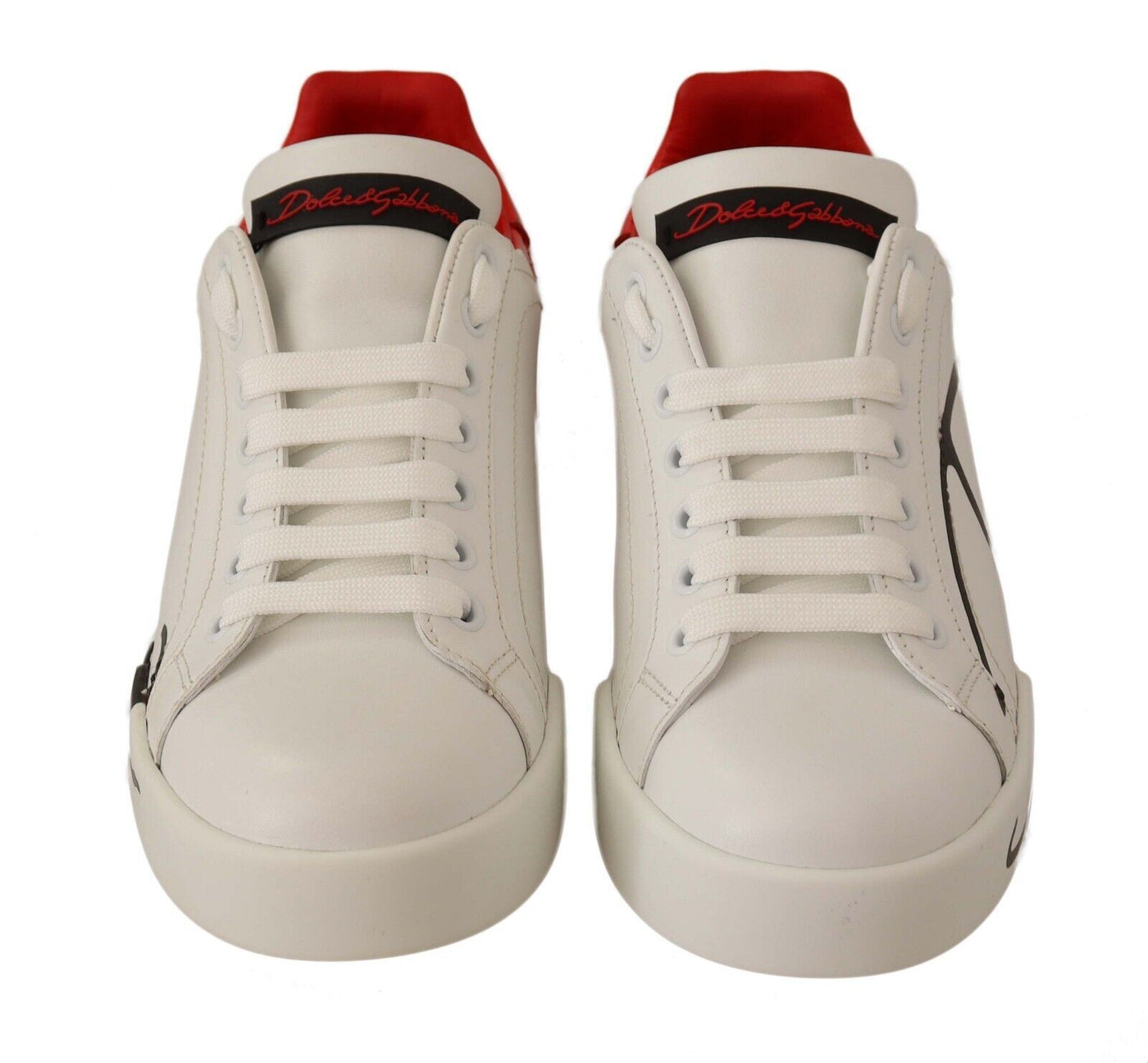 White Red Lace Up Sneakers Womens Portofino Shoes