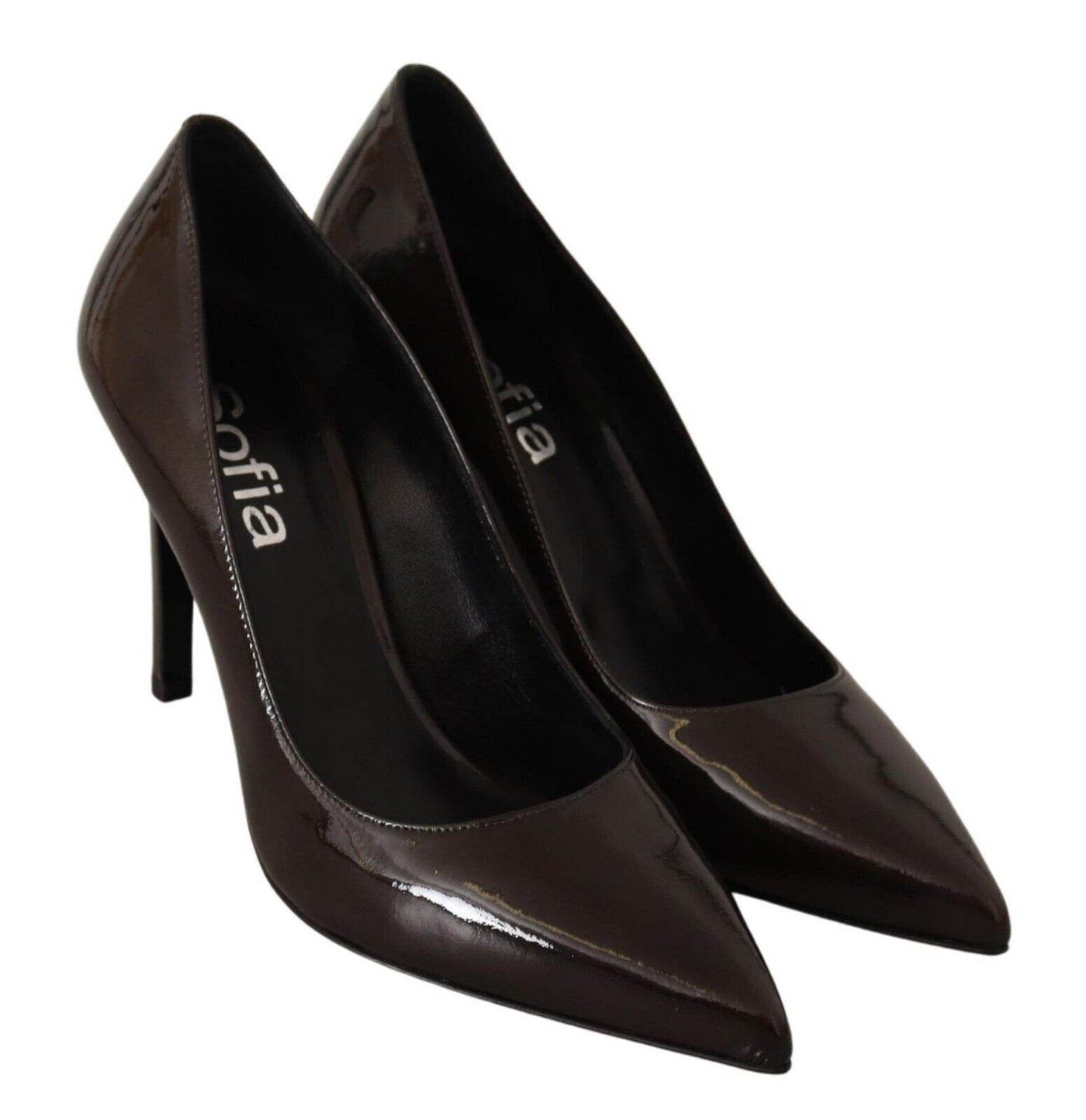 Brown Patent Leather Stiletto Heels Pumps Shoes