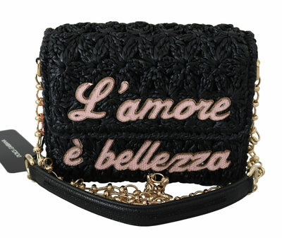 Millennials Black L'Amore E'Bellezza Raffia Bag