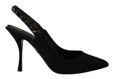 Black Silk Blend Lori Slingback Pumps Shoes