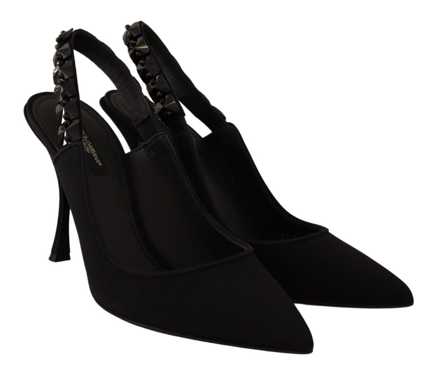 Black Silk Blend Lori Slingback Pumps Shoes