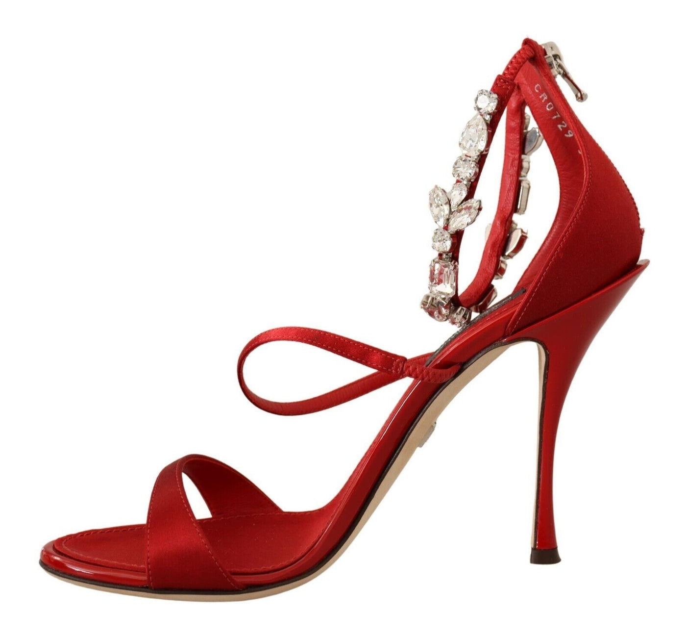 Red Satin Crystals Sandals Keira Heels Shoes