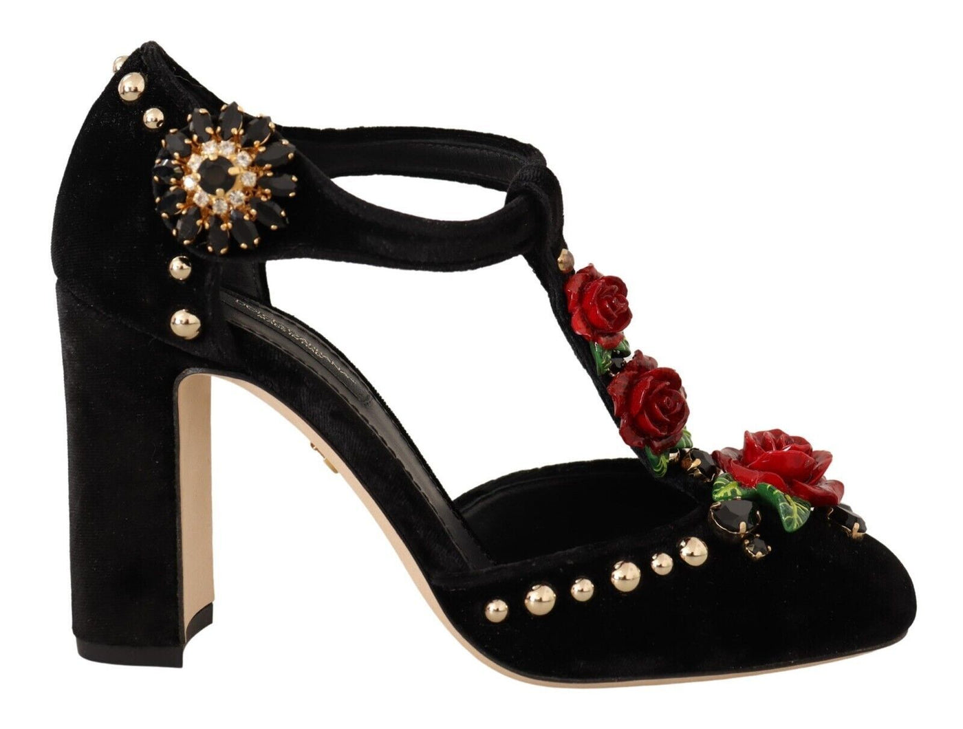 Black Mary Jane Pumps Roses Crystals Shoes