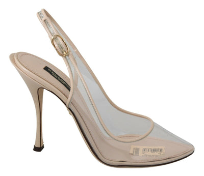 Slingback PVC Beige Clear High Heels Shoes