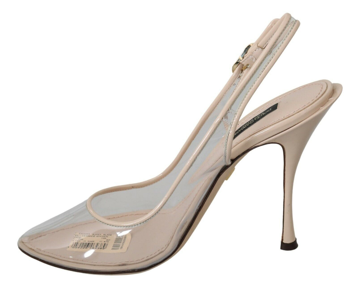 Slingback PVC Beige Clear High Heels Shoes