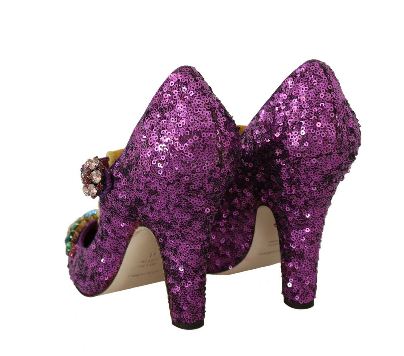 Purple Sequin Leather Crystal Sandal Shoes