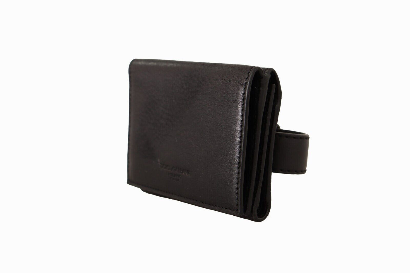 Black Leather Trifold Purse Multi Kit Belt Strap Wallet