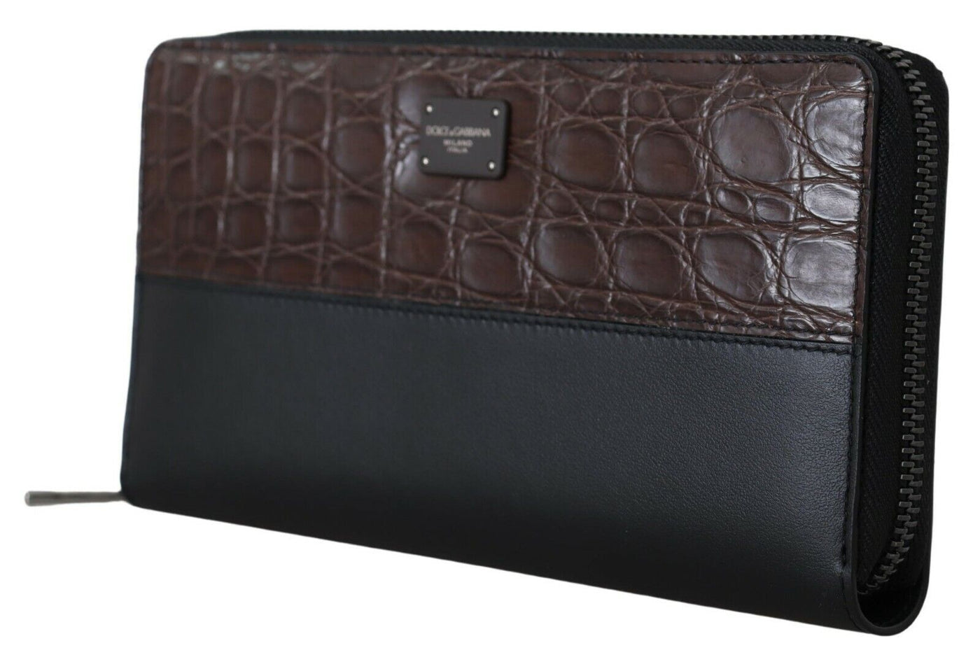 Black Zip Around Continental Clutch Exotic Leather Wallet