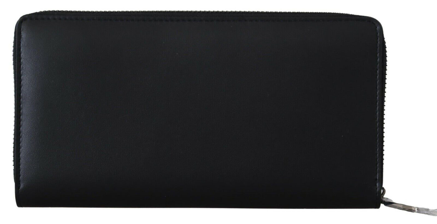 Black Zip Around Continental Clutch Exotic Leather Wallet