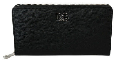 Black Dauphine Leather Continental Clutch Wallet