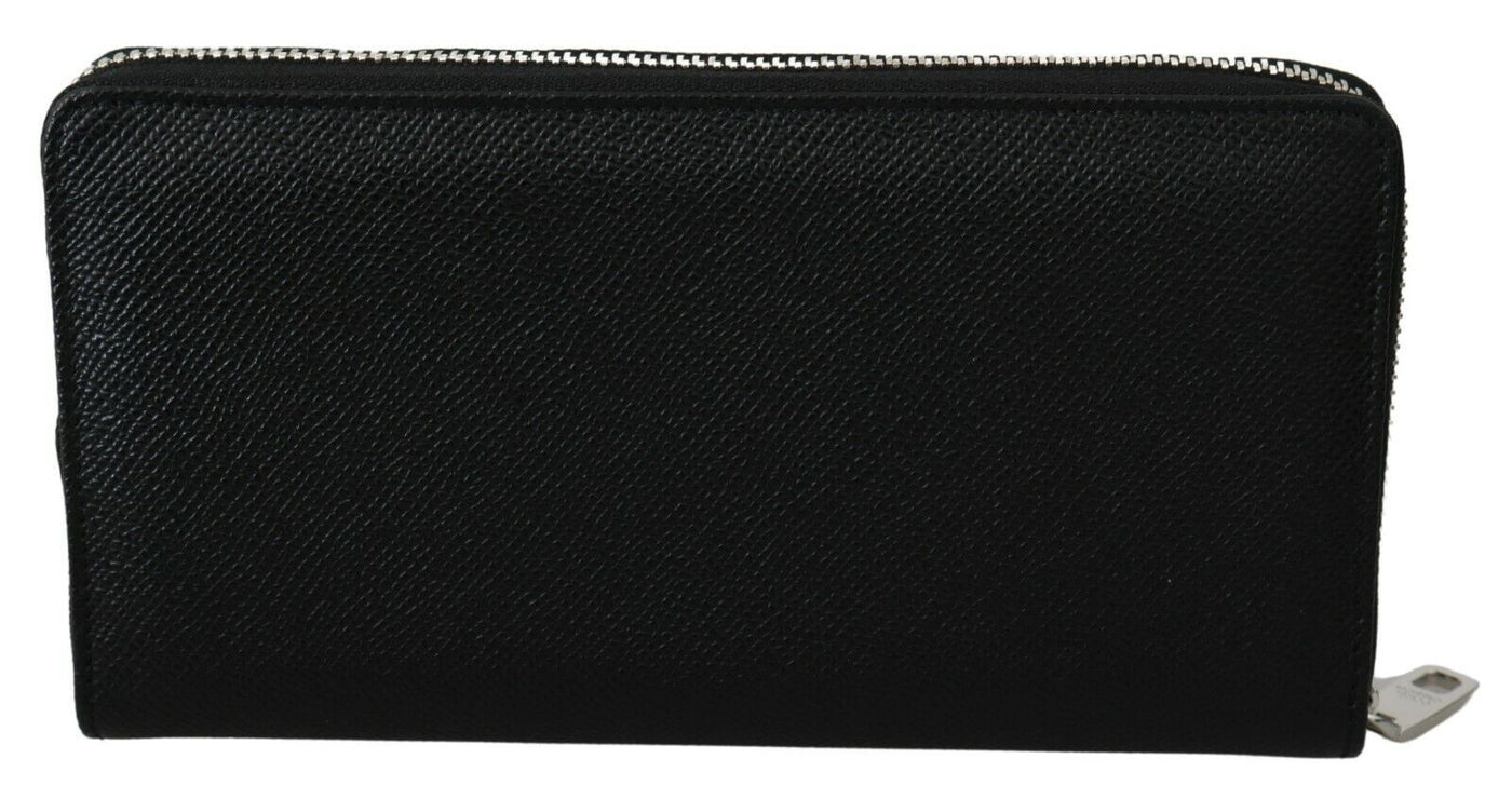 Black Dauphine Leather Continental Clutch Wallet