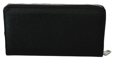 Black Dauphine Leather Continental Clutch Wallet