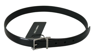 Black Silver Buckle Waist Lizard Skin Belt