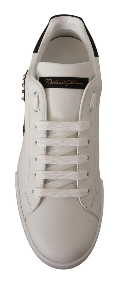 White Leather #dgfamily Casual Sneakers Shoes