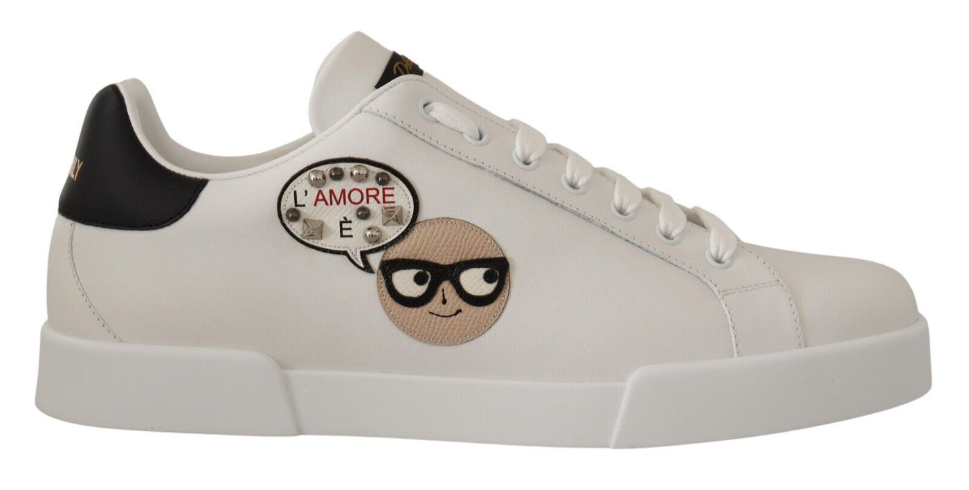 White Leather #dgfamily Casual Sneakers Shoes