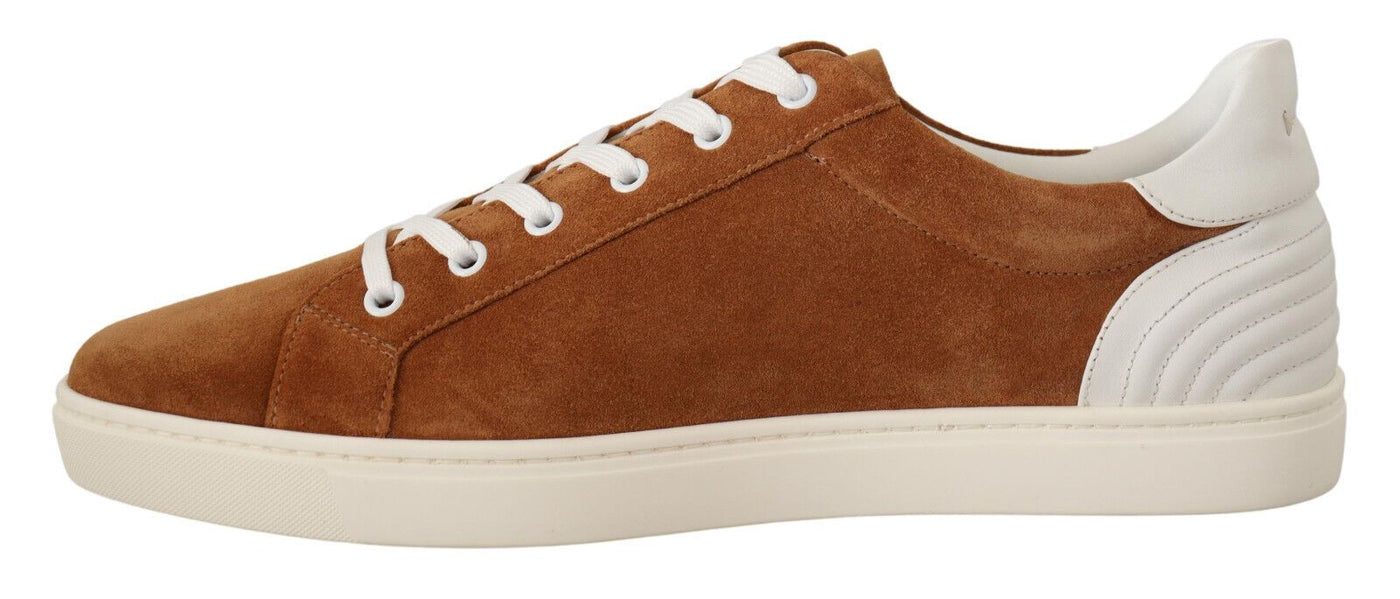 Brown Suede Leather Low Tops Sneakers Shoes