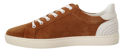 Brown Suede Leather Low Tops Sneakers Shoes