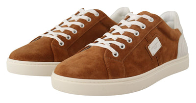 Brown Suede Leather Low Tops Sneakers Shoes