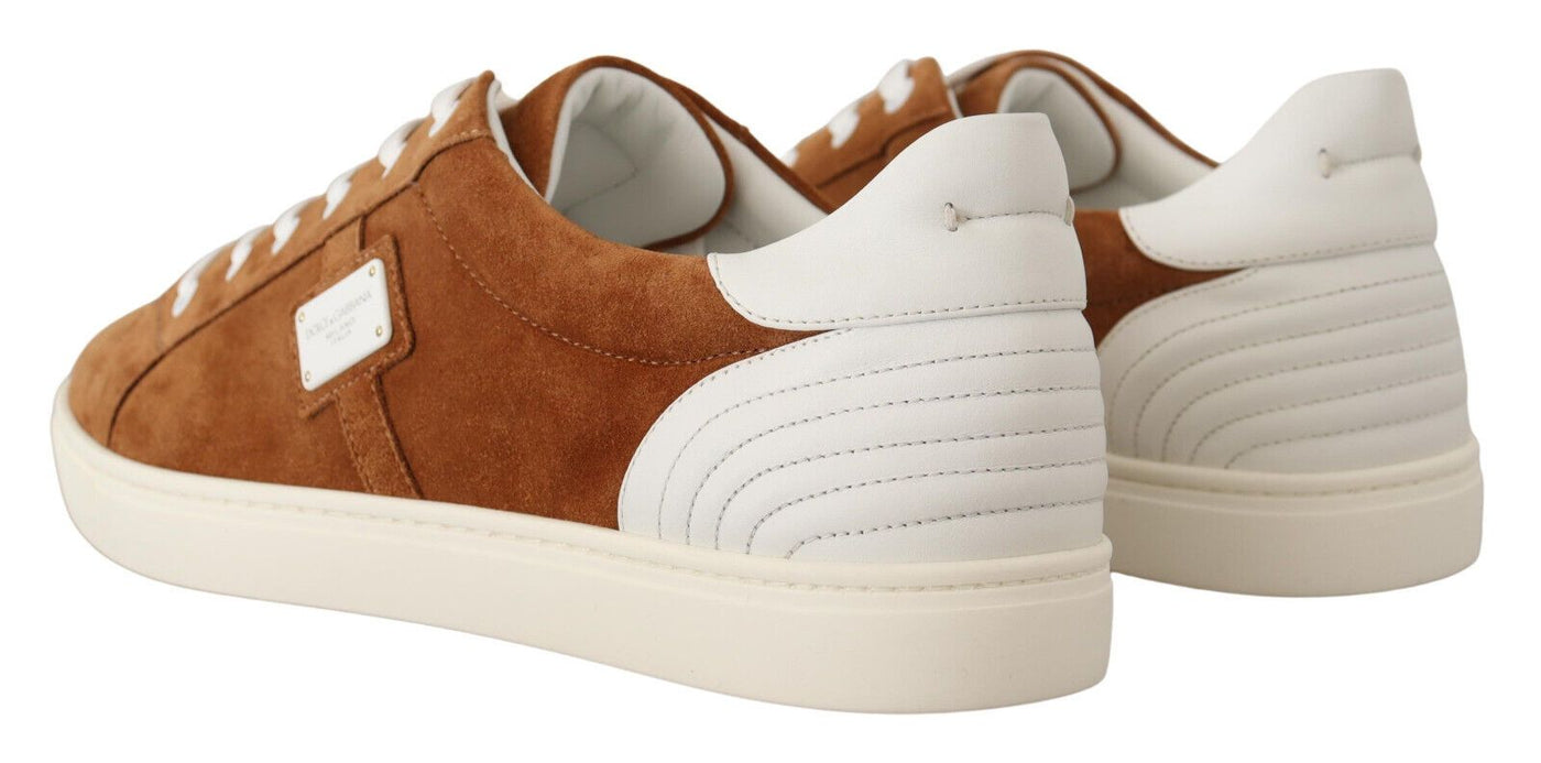 Brown Suede Leather Low Tops Sneakers Shoes