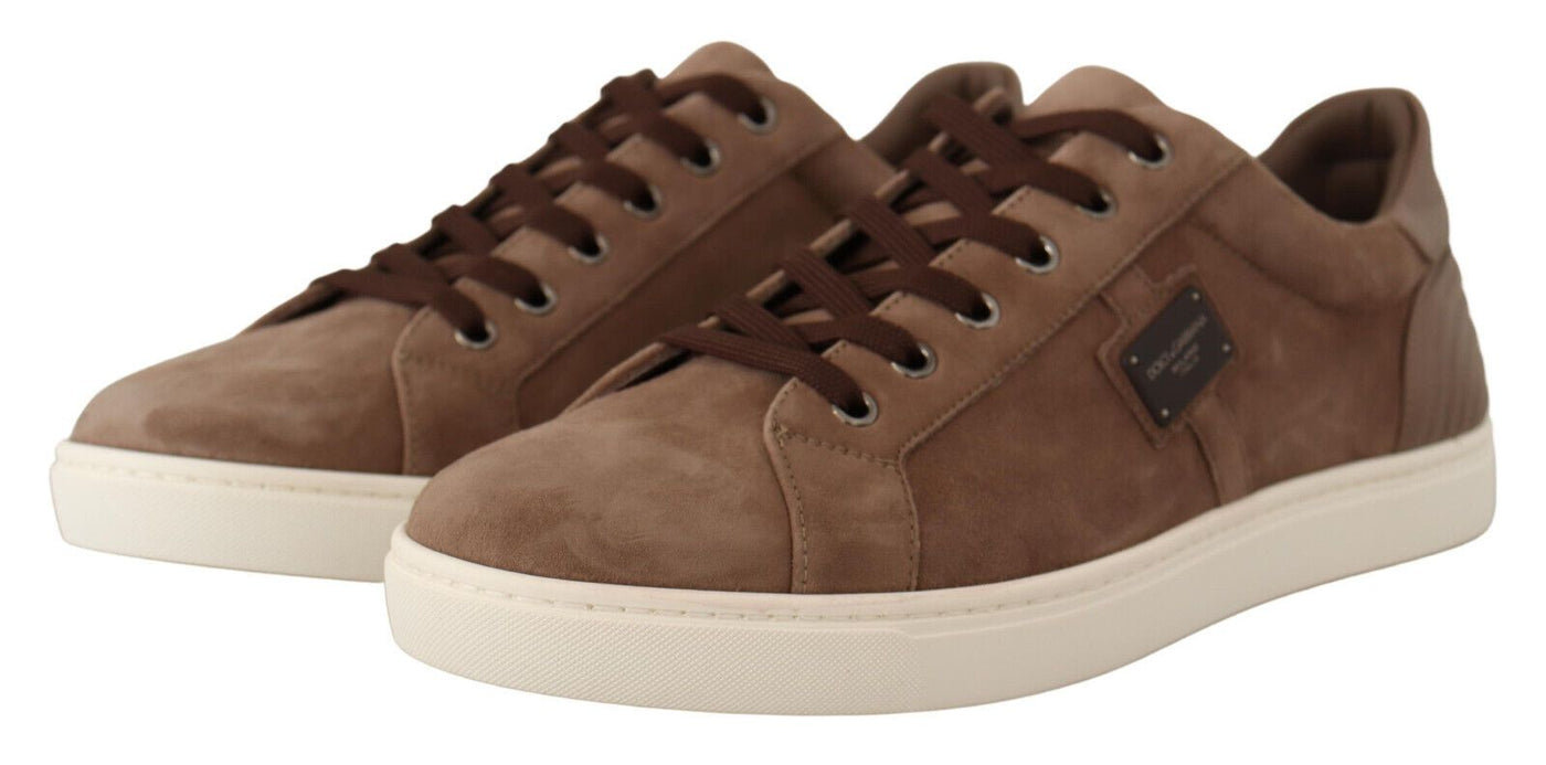 Brown Suede Leather Sneakers Shoes