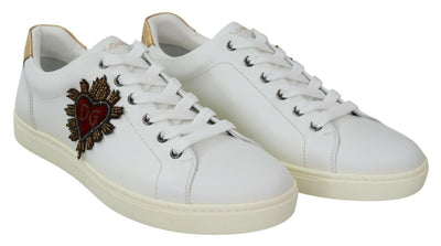 White Leather Heart Low Top Sneakers Casual Shoes