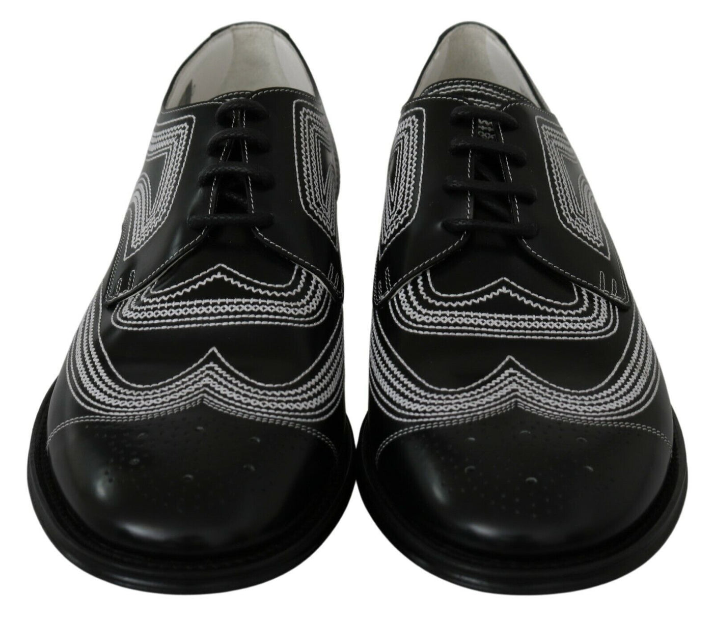 Black Leather Derby Formal White Lace Shoes