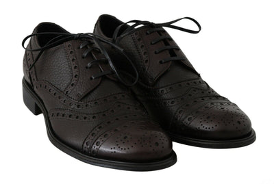 Brown Leather Wingtip Derby Formal Shoes