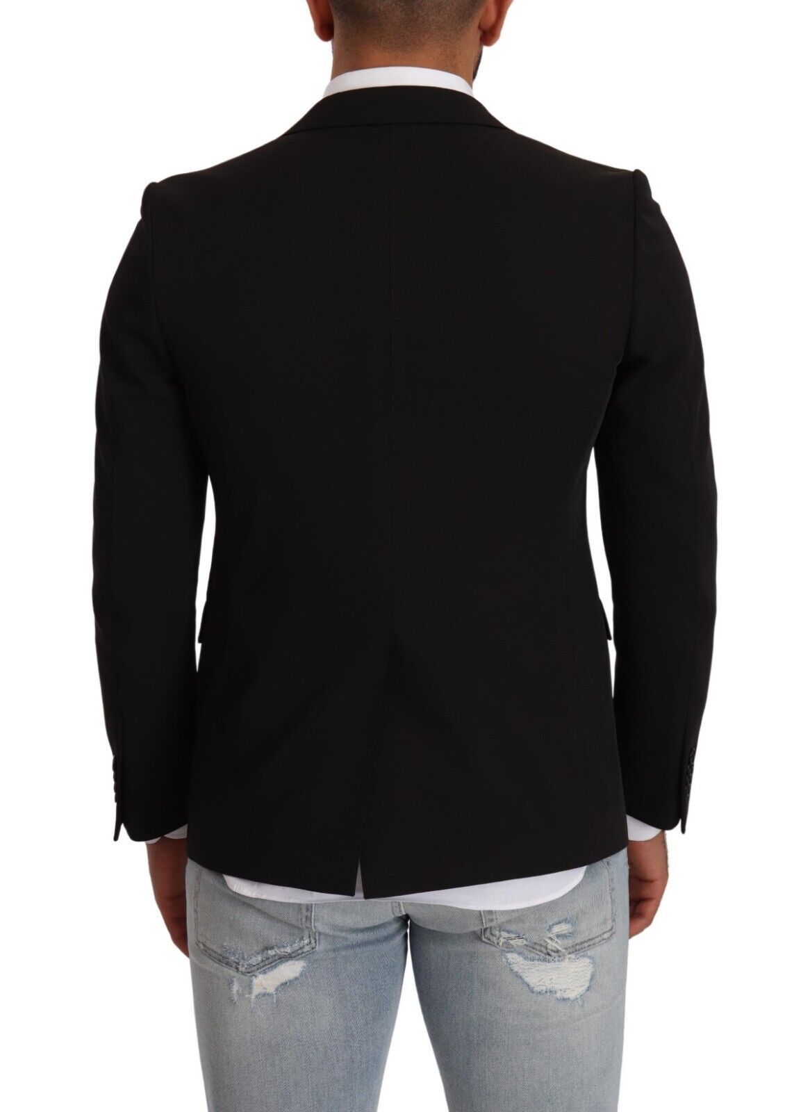 Black Single Breasted Slim Fit Two Button Blazer