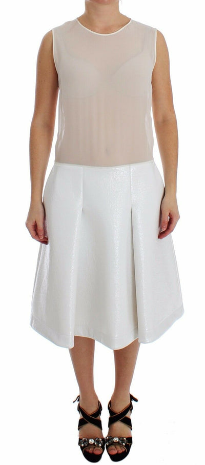 White Pleated Bottom Tank Sheath Transparent Dress