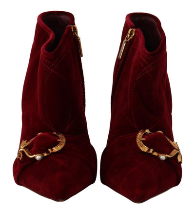 Bordeaux Velvet Devotion Heels Boots Shoes