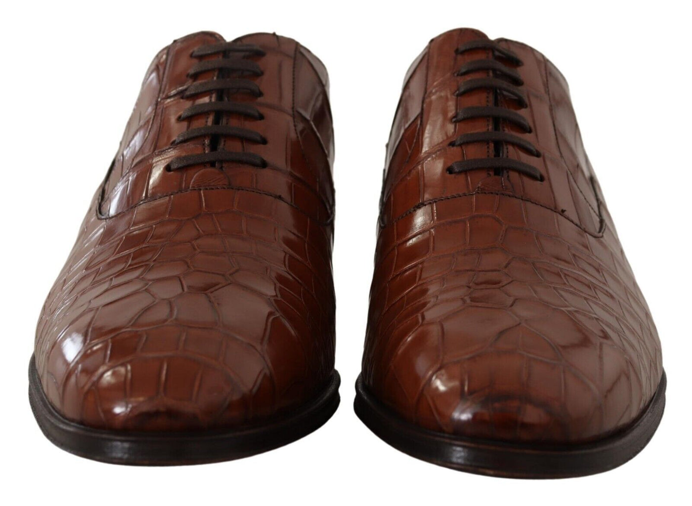 Brown Crocodile Leather Mens Formal Derby Shoes