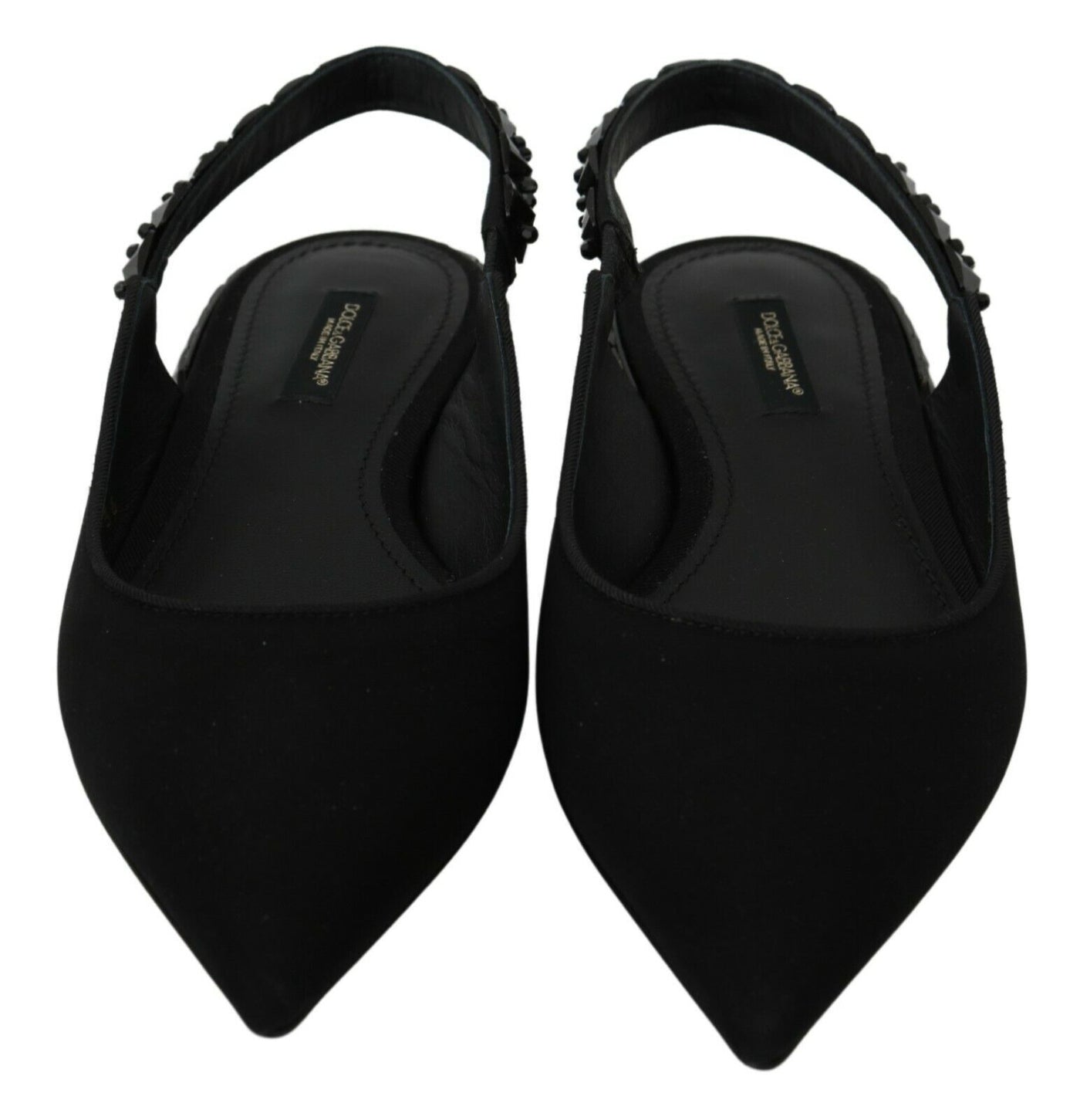 Black Flats Slingback Charmeuse Shoes