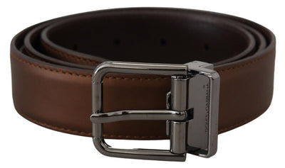 Bronze Leather Silver Tone Metal Buckle Men