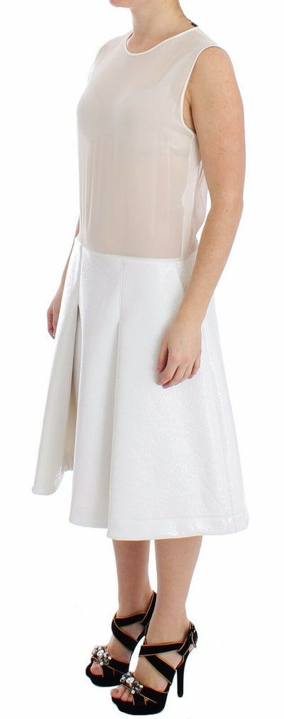 White Pleated Bottom Tank Sheath Transparent Dress