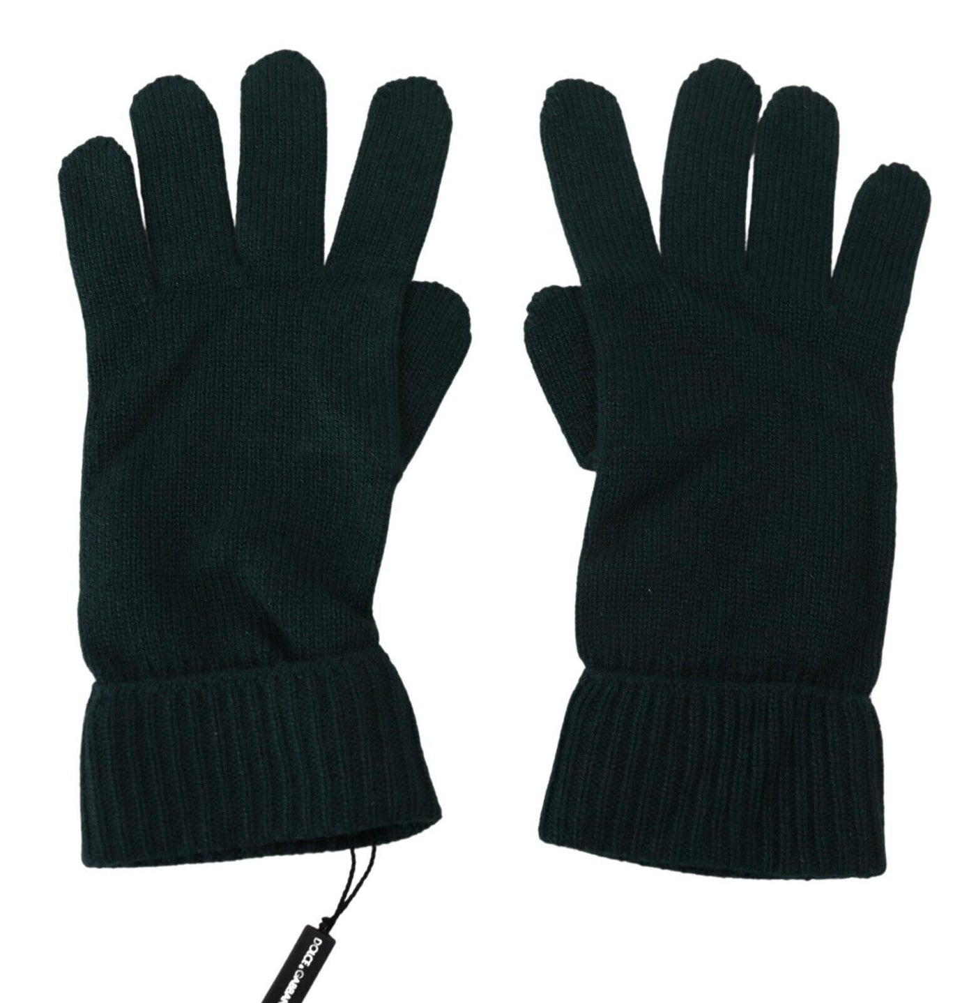 Green Wrist Length Cashmere Knitted Gloves