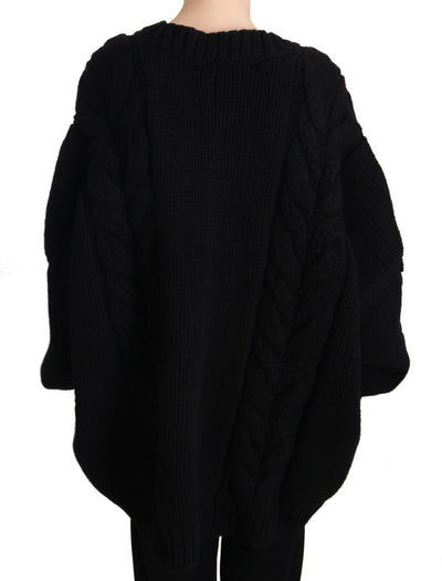 Black Wool Cashmere Knit Cardigan Sweater