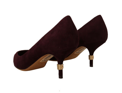 Purple Suede Leather Kitten Heels Pumps Shoes