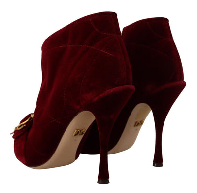 Bordeaux Velvet Devotion Heels Boots Shoes