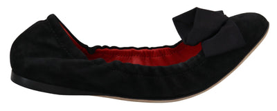 Black Suede Flat Slip On Ballet Shoes