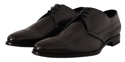 Black Leather Lace Up Mens Formal Derby Shoes