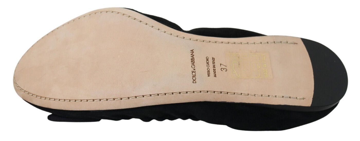 Black Suede Flat Slip On Ballet Shoes