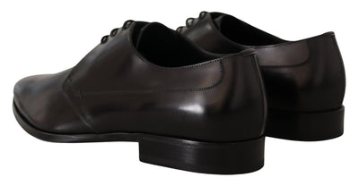 Black Leather Lace Up Mens Formal Derby Shoes