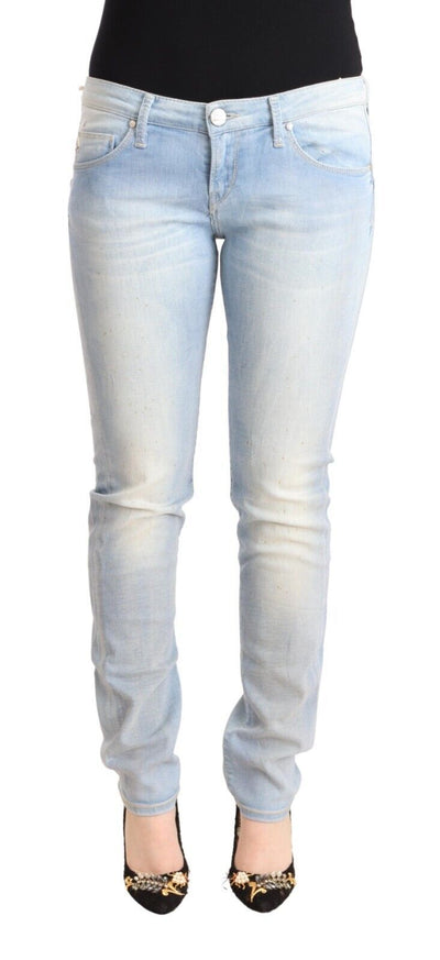 Light Blue Washed Cotton Low Waist Skinny Denim Jeans