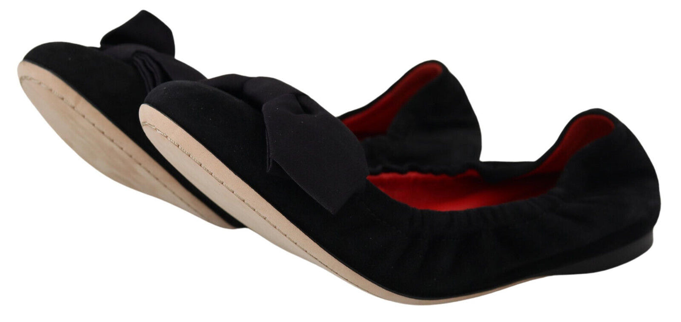 Black Suede Flat Slip On Ballet Shoes