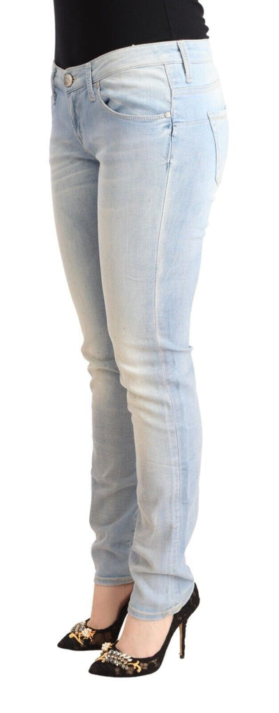 Light Blue Washed Cotton Low Waist Skinny Denim Jeans