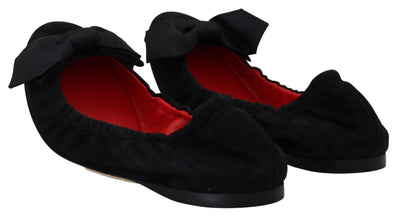 Black Suede Flat Slip On Ballet Shoes