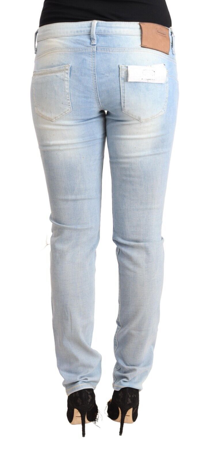 Light Blue Washed Cotton Low Waist Skinny Denim Jeans