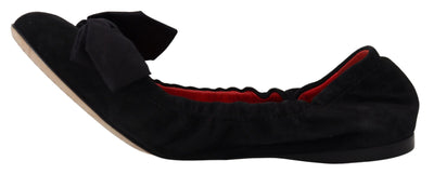 Black Suede Flat Slip On Ballet Shoes