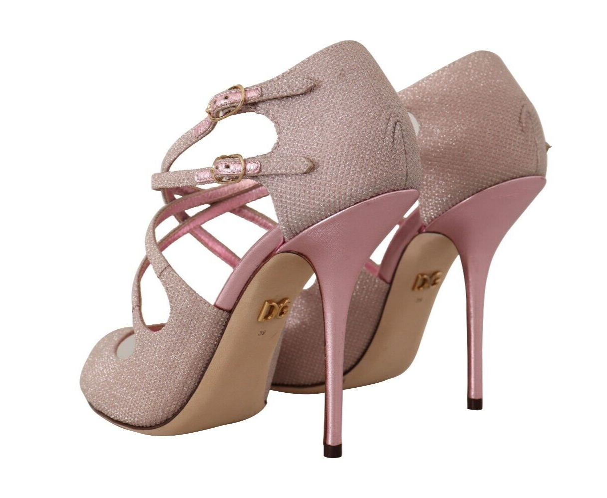 Pink Glittered Strappy Heels Sandals Shoes