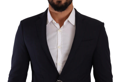 Dark Blue Single Breasted Slim Fit Blazer